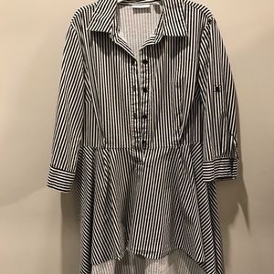 Large NY&CO high low peplum collared shirt